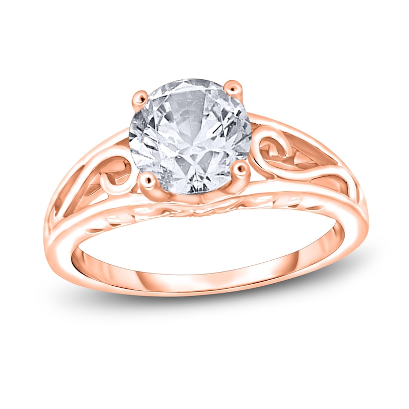 Main Image 1 of Diamond Solitaire Scroll Engagement Ring 1/2 ct tw Round 14K Rose Gold (I2/I)