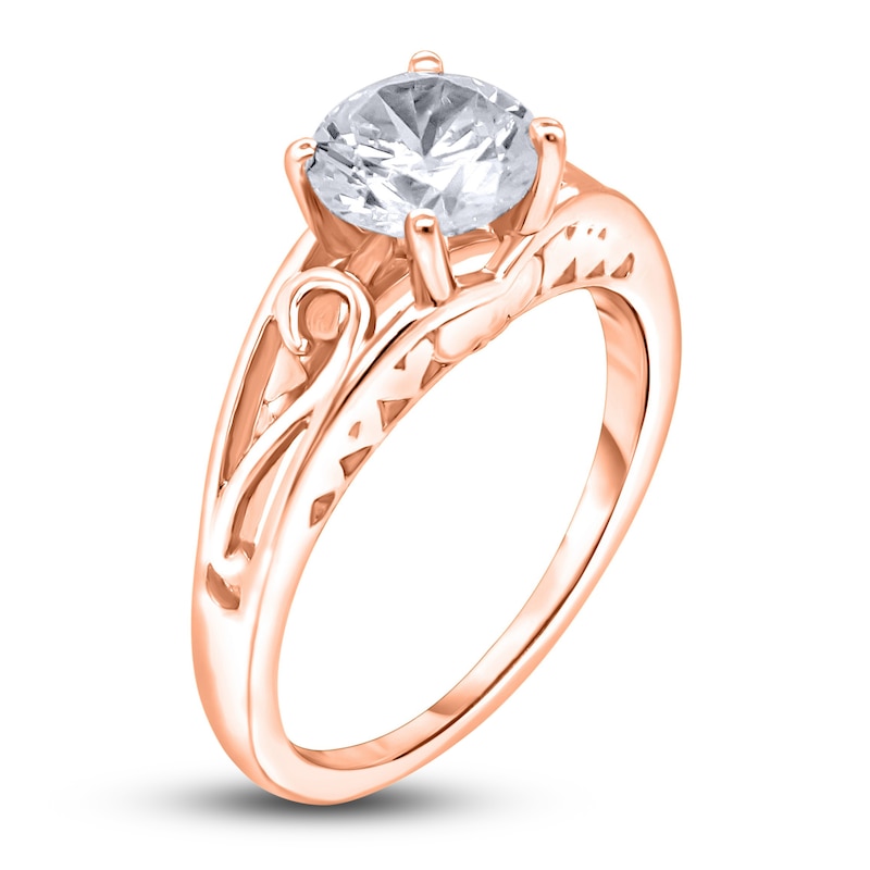 Main Image 2 of Diamond Solitaire Scroll Engagement Ring 1/2 ct tw Round 14K Rose Gold (I2/I)
