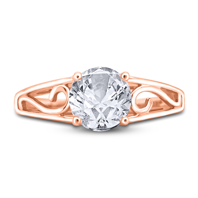 Main Image 3 of Diamond Solitaire Scroll Engagement Ring 1/2 ct tw Round 14K Rose Gold (I2/I)