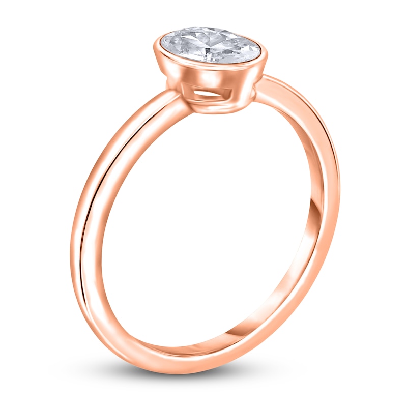 Main Image 2 of Diamond Solitaire Engagement Ring 1 ct tw Bezel-Set Oval 14K Rose Gold (I2/I)