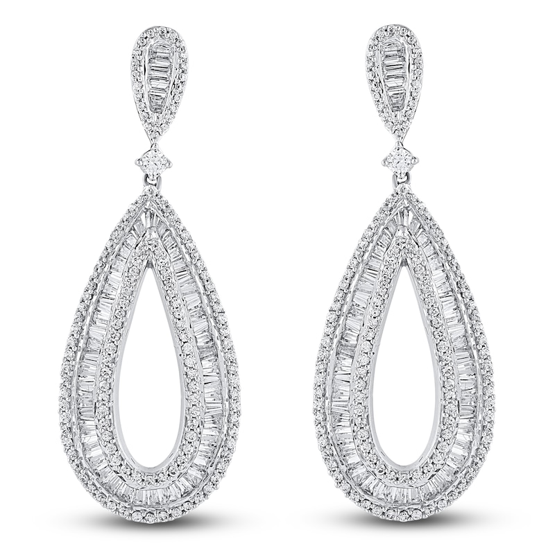 Main Image 1 of Diamond Dangle Earrings 2 ct tw Round 14K White Gold