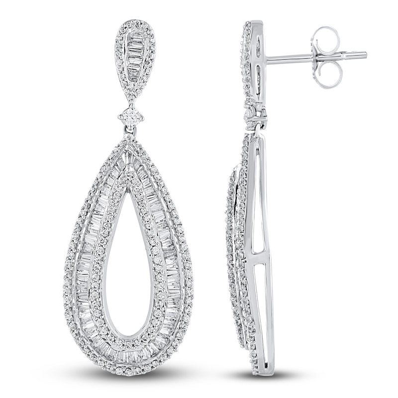 Main Image 2 of Diamond Dangle Earrings 2 ct tw Round 14K White Gold