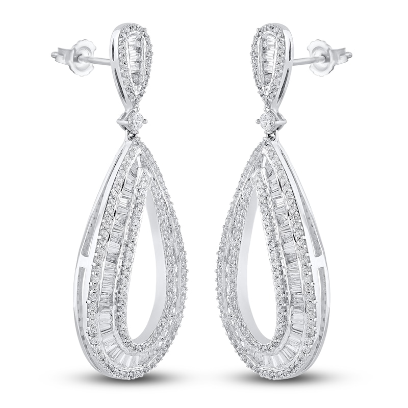 Main Image 3 of Diamond Dangle Earrings 2 ct tw Round 14K White Gold