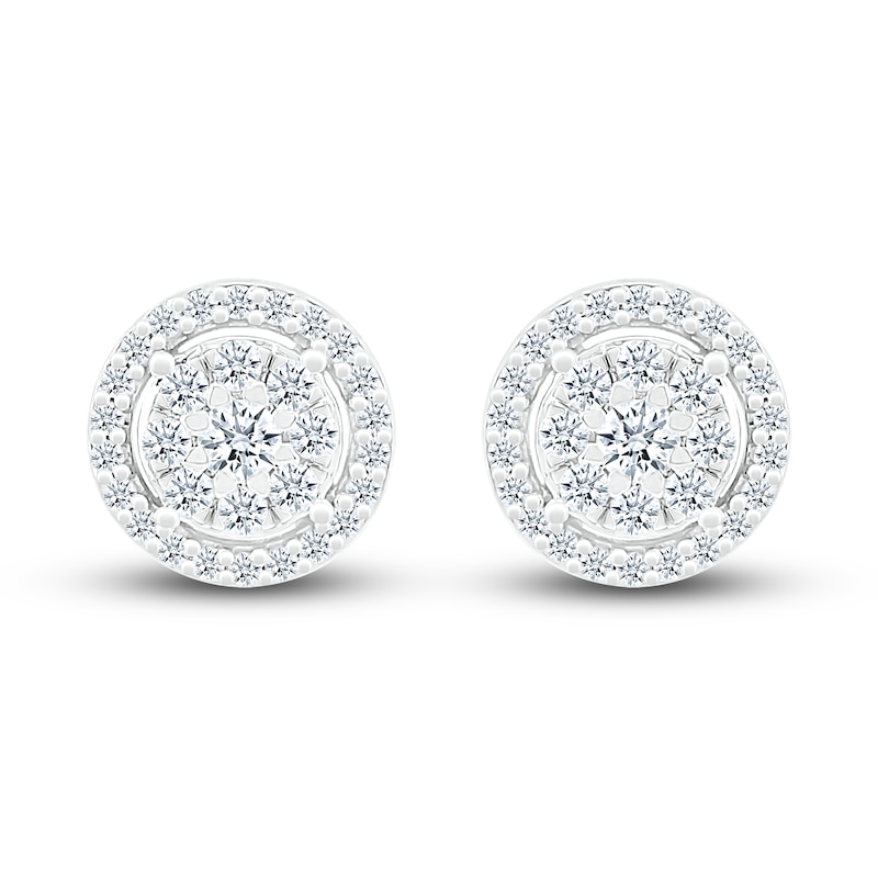 Diamond Halo Stud Earrings 1/4 ct tw Round 10K White Gold