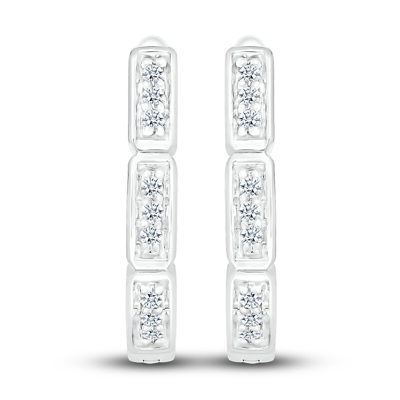 Diamond Hoop Earrings 1/15 ct tw Round 10K White Gold