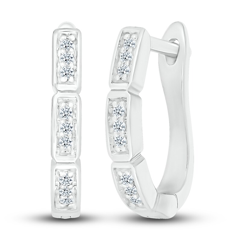 Diamond Hoop Earrings 1/15 ct tw Round 10K White Gold