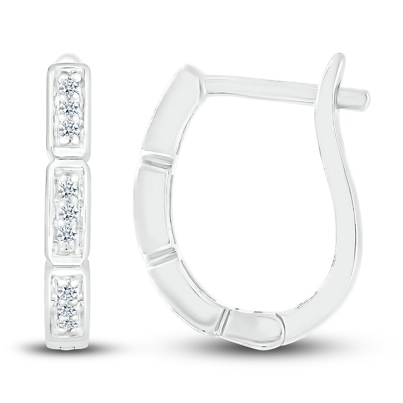 Diamond Hoop Earrings 1/15 ct tw Round 10K White Gold