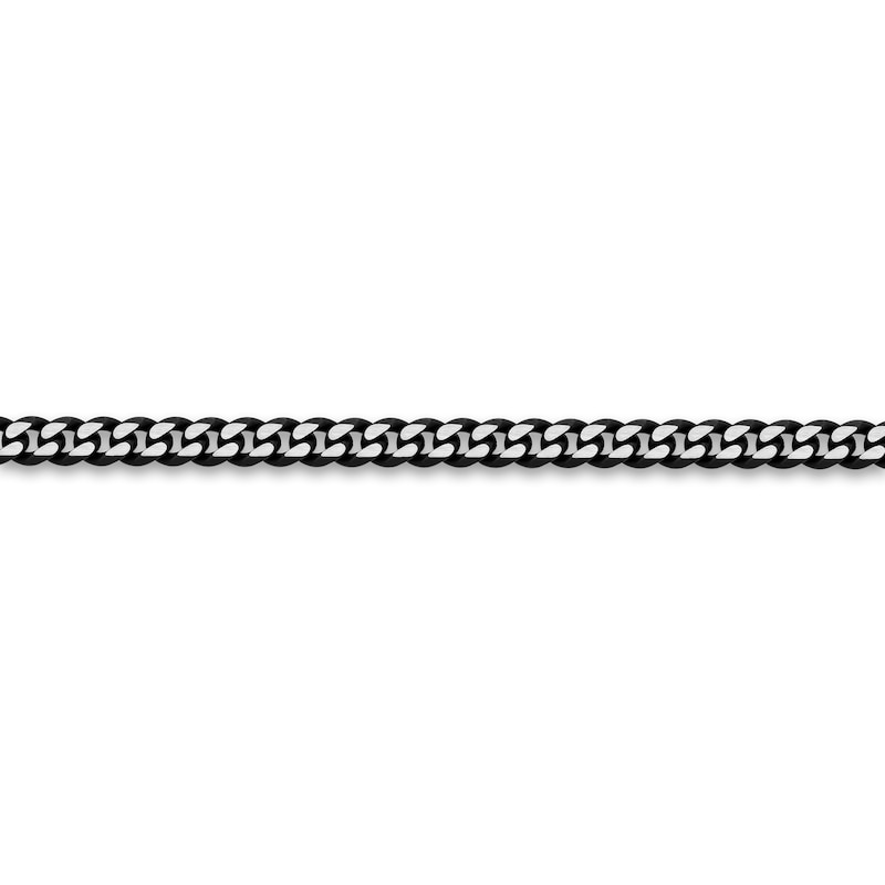 Men's Solid Curb Chain Necklace Black Ion-Plated Stainless Steel 8mm 22