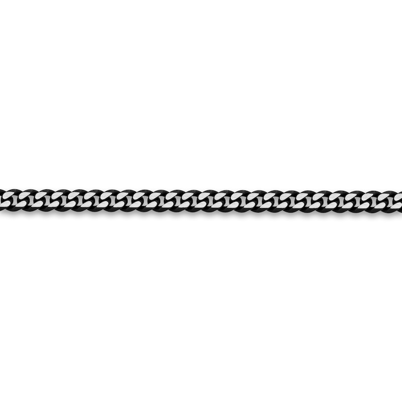 Main Image 2 of Men's Solid Curb Chain Necklace Black Ion-Plated Stainless Steel 8mm 22"
