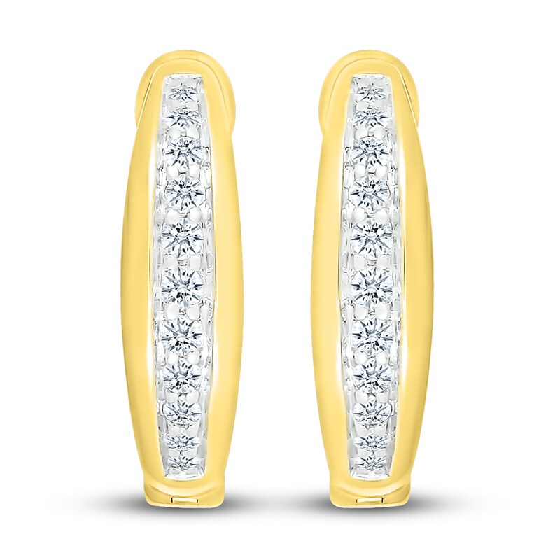 Main Image 1 of Diamond Hoop Earrings 1/10 ct tw Round 10K Yellow Gold