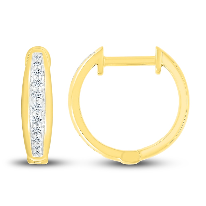 Main Image 3 of Diamond Hoop Earrings 1/10 ct tw Round 10K Yellow Gold