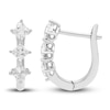 Thumbnail Image 1 of Diamond 3-Stone Hoop Earrings 1/2 ct tw Princess 10K White Gold