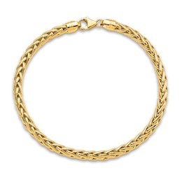 Men's Hollow Wheat Chain Bracelet 14K Yellow Gold 5.0mm 8.5"