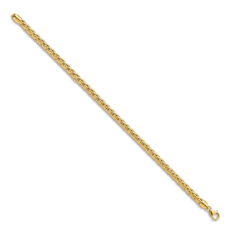 Main Image 2 of Men's Hollow Wheat Chain Bracelet 14K Yellow Gold 5.0mm 8.5"