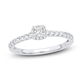 Diamond Engagement Ring 1/2 ct tw Princess/Round 14K White Gold
