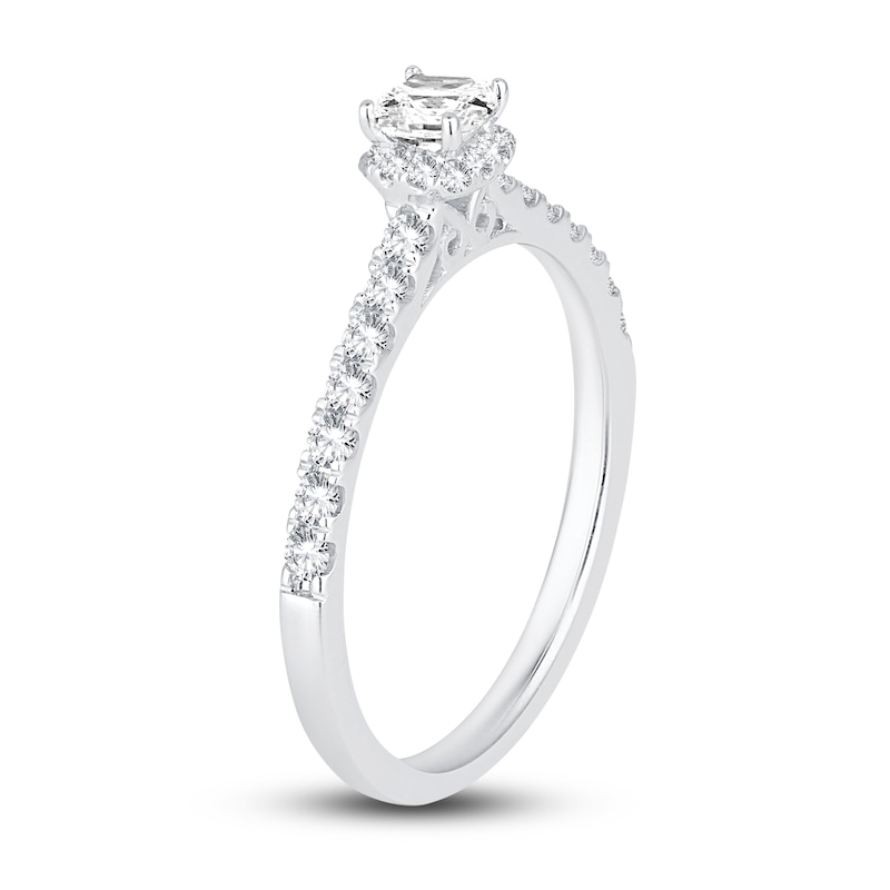 Main Image 2 of Diamond Engagement Ring 1/2 ct tw Princess/Round 14K White Gold