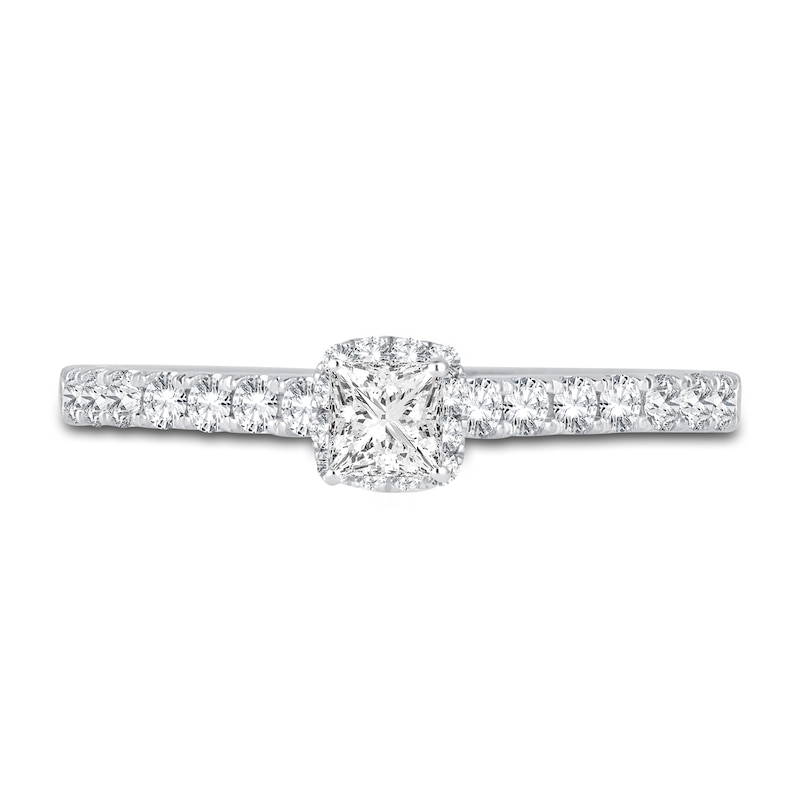 Main Image 3 of Diamond Engagement Ring 1/2 ct tw Princess/Round 14K White Gold