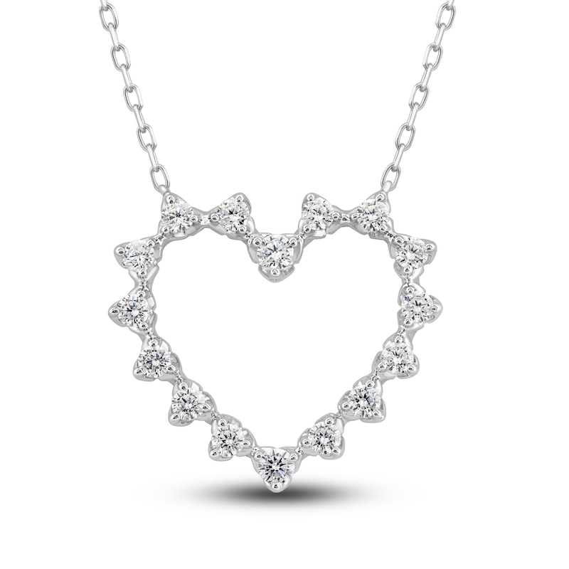 Main Image 1 of Diamond Heart Pendant Necklace 1/2 ct tw Round 10K White Gold