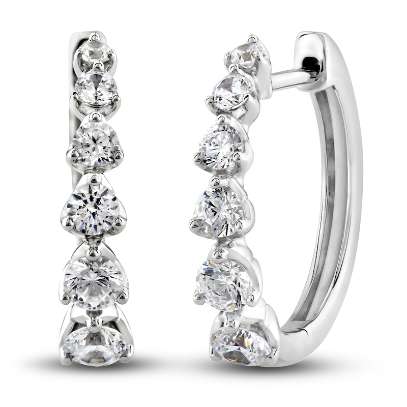 Diamond Hoop Earrings 1 ct tw Round 14K White Gold