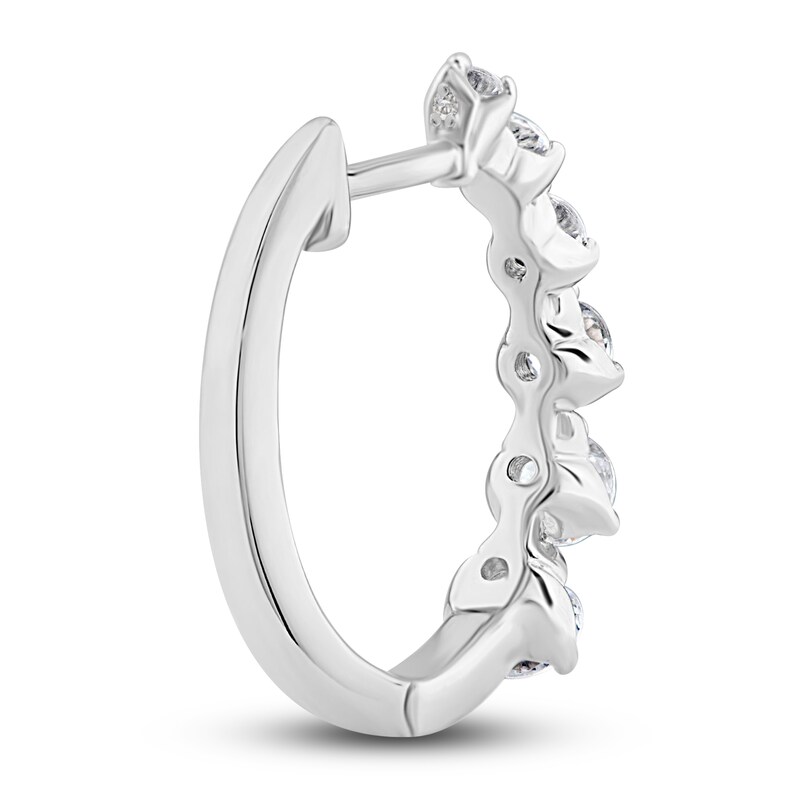 Main Image 3 of Diamond Hoop Earrings 1 ct tw Round 14K White Gold
