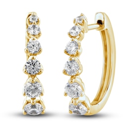 Diamond Hoop Earrings 1 ct tw Round 14K Yellow Gold