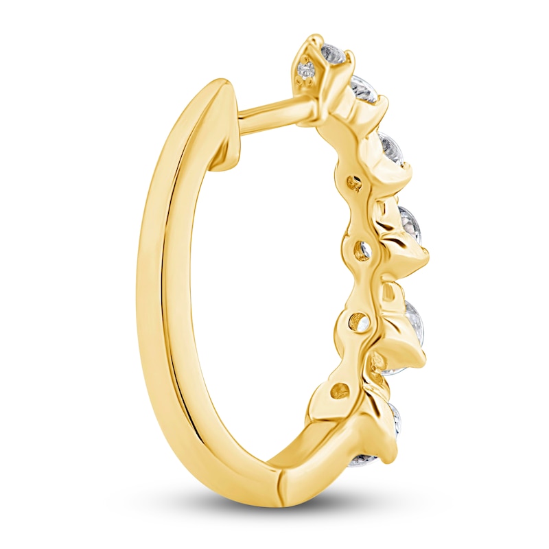 Main Image 2 of Diamond Hoop Earrings 1 ct tw Round 14K Yellow Gold