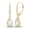 Diamond Halo Dangle Earrings 3/4 ct tw Round/Pear 14K Yellow Gold