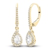 Thumbnail Image 0 of Diamond Halo Dangle Earrings 3/4 ct tw Round/Pear 14K Yellow Gold