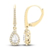 Thumbnail Image 1 of Diamond Halo Dangle Earrings 3/4 ct tw Round/Pear 14K Yellow Gold