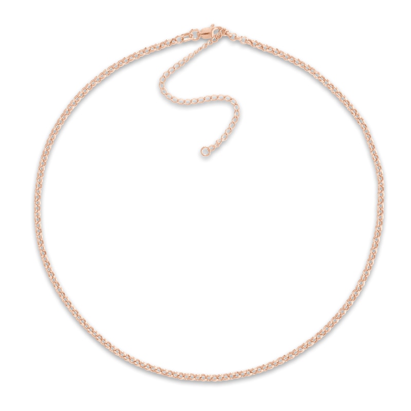 Main Image 1 of Hollow Rolo Chain Choker Necklace 14K Rose Gold 13"