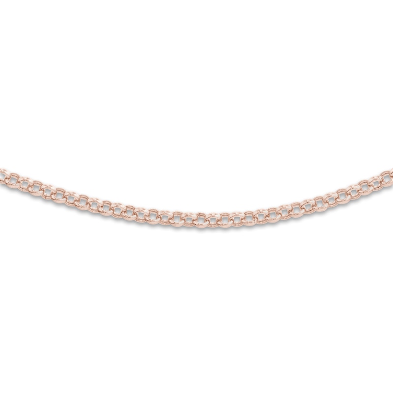 Main Image 2 of Hollow Rolo Chain Choker Necklace 14K Rose Gold 13"