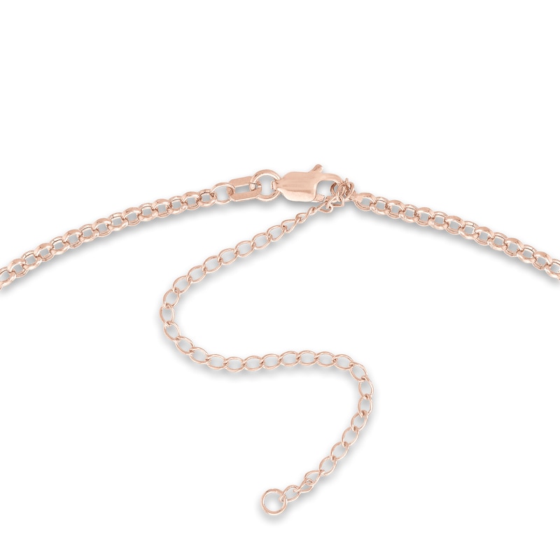 Main Image 3 of Hollow Rolo Chain Choker Necklace 14K Rose Gold 13"