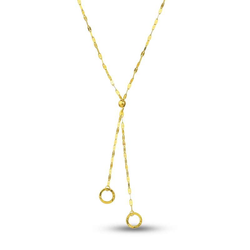 Main Image 1 of Double Circle Lariat Necklace 14K Yellow Gold 16"