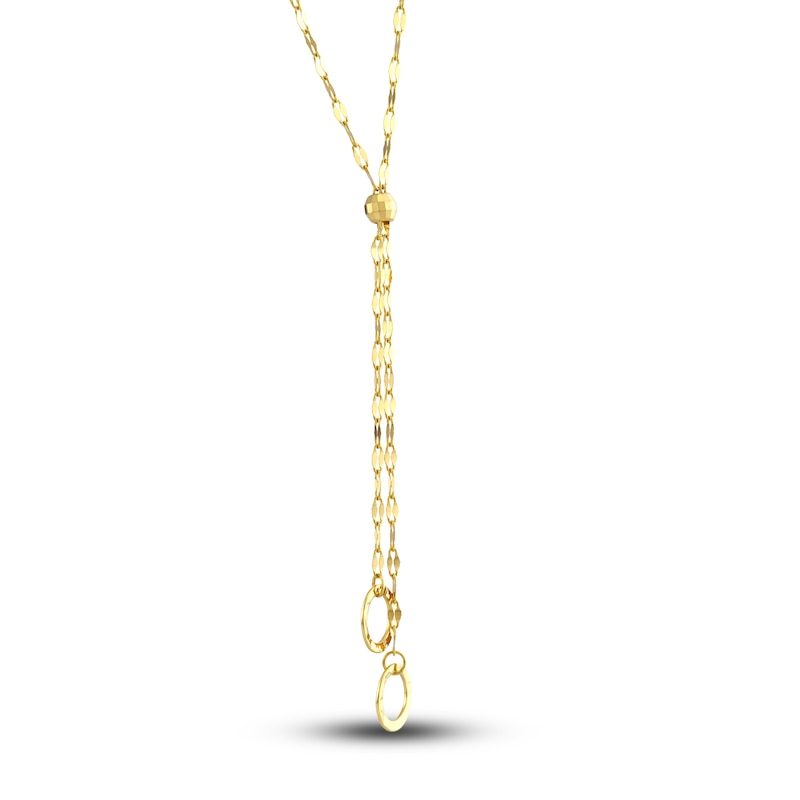 Main Image 2 of Double Circle Lariat Necklace 14K Yellow Gold 16"