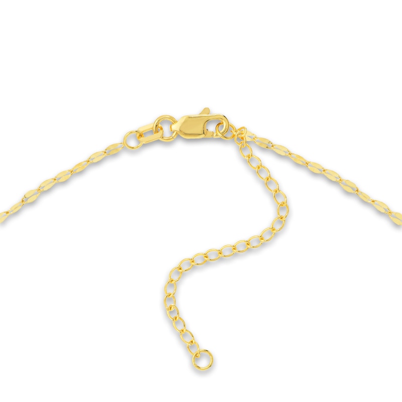 Double Clasp Necklace Rectangle/Round Chain / 14K Yellow Gold Plate