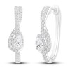 Thumbnail Image 1 of Diamond Treble Clef Hoop Earrings 1 ct tw Pear 14K White Gold