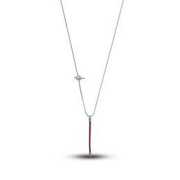 Marco Dal Maso Men's Long Red Leather Pendant Necklace Sterling Silver 26&quot;