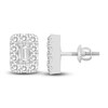 Thumbnail Image 0 of Diamond Halo Stud Earrings 1/2 ct tw Emerald/Round 10K White Gold