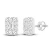 Diamond Halo Stud Earrings 1/2 ct tw Emerald/Round 10K White Gold