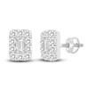 Thumbnail Image 1 of Diamond Halo Stud Earrings 1/2 ct tw Emerald/Round 10K White Gold