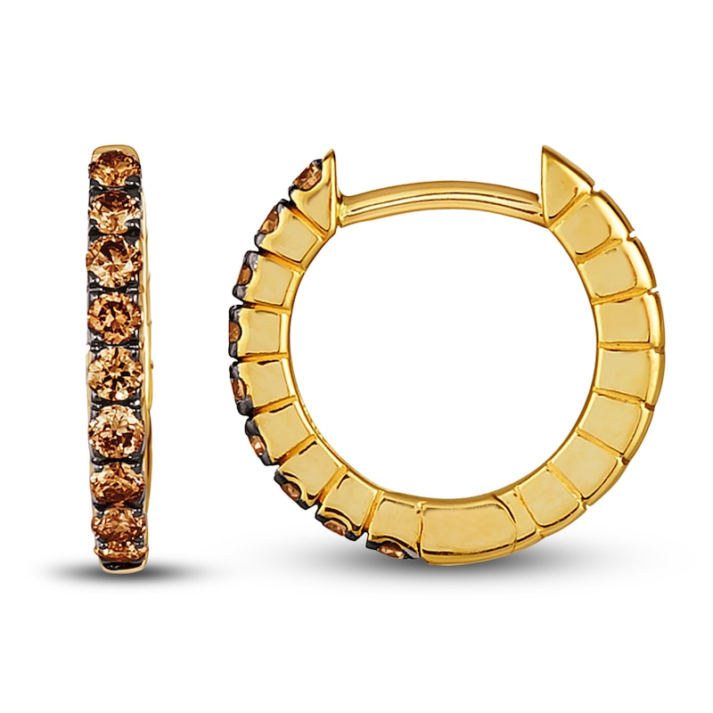 Main Image 2 of Le Vian Diamond Hoop Earrings 1/3 ct tw Round 14K Honey Gold