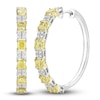 Thumbnail Image 1 of Le Vian Sunny Yellow/White Diamond Earrings 2-1/2 ct tw Cushion/Round 14K White Gold