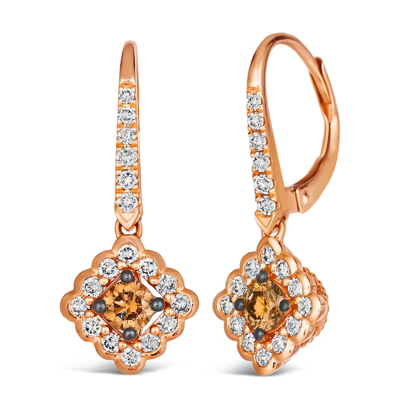 Le Vian Diamond Drop Earrings 3/4 ct tw Round 14K Strawberry Gold