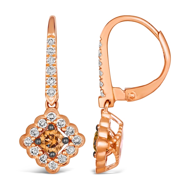 Main Image 2 of Le Vian Diamond Drop Earrings 3/4 ct tw Round 14K Strawberry Gold