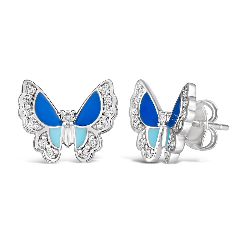 Main Image 1 of Le Vian Diamond Butterfly Stud Earrings 1/4 ct tw Round 14K Vanilla Gold