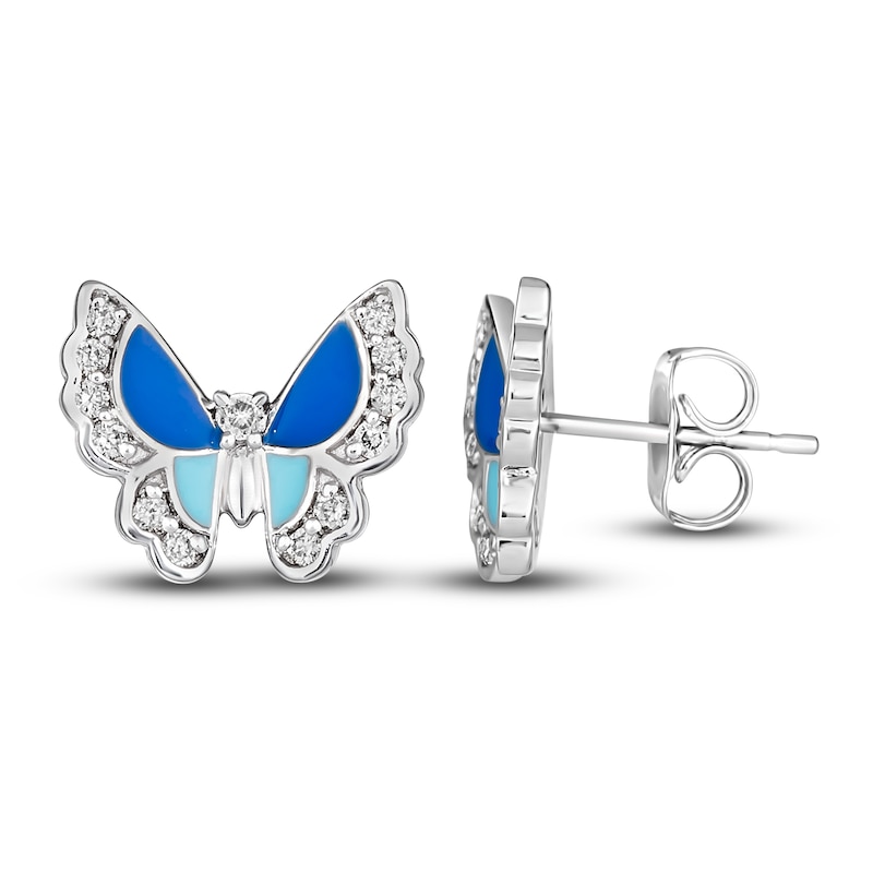 Main Image 2 of Le Vian Diamond Butterfly Stud Earrings 1/4 ct tw Round 14K Vanilla Gold