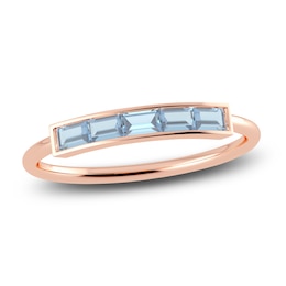 Juliette Maison Natural Aquamarine Baguette Bar Ring 10K Rose Gold