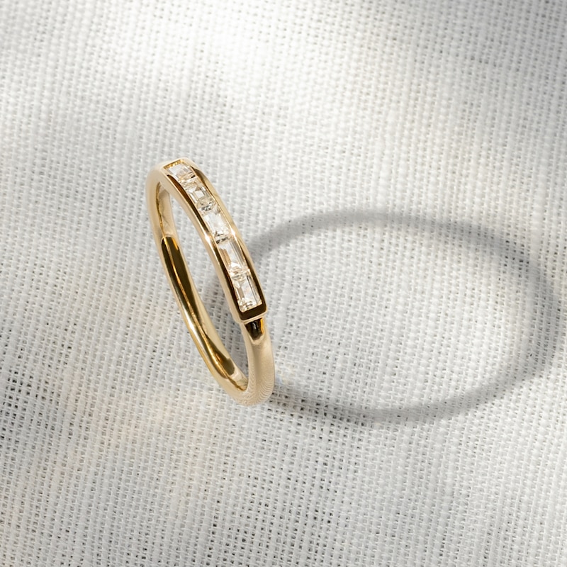 Main Image 4 of Juliette Maison Natural Aquamarine Baguette Bar Ring 10K Rose Gold