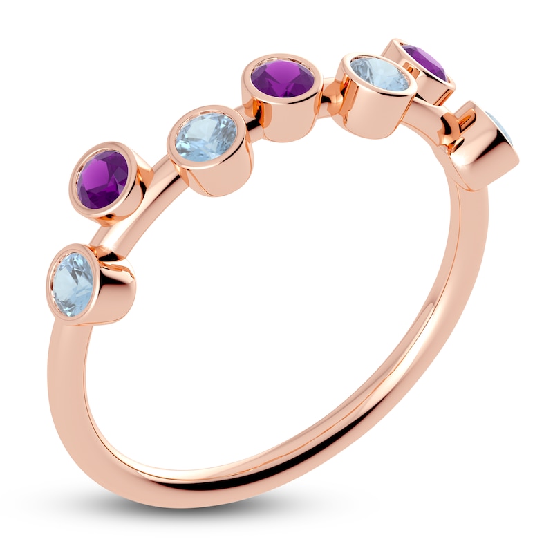 Main Image 2 of Juliette Maison Natural Amethyst & Natural Aquamarine Ring 10K Rose Gold