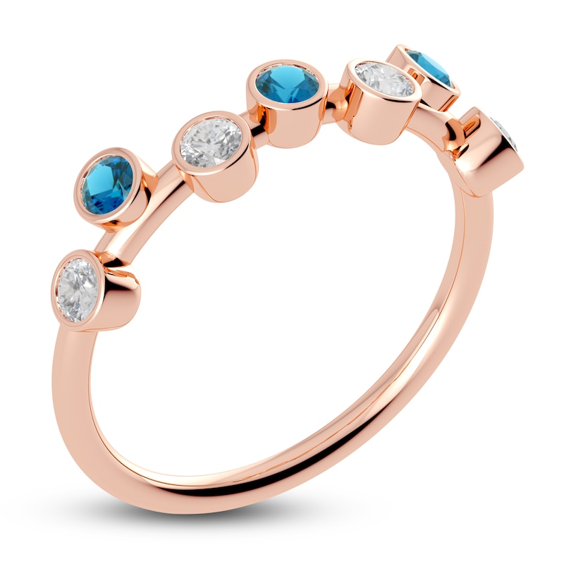 Main Image 2 of Juliette Maison Natural Blue Zircon & Natural White Sapphire Ring 10K Rose Gold